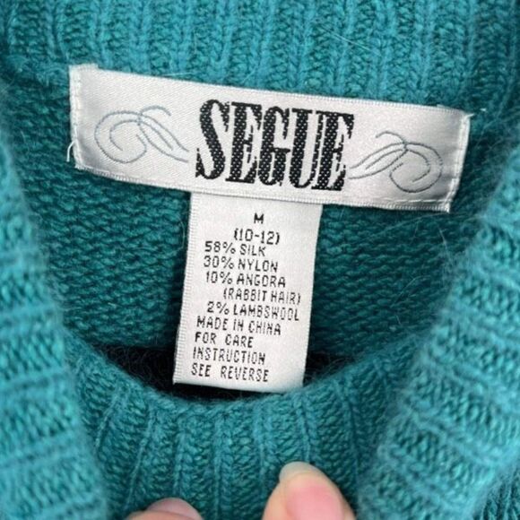 Vintage Segue Embroidered silk angora lambswool Sweater Blue Size Medium - Picture 3 of 8